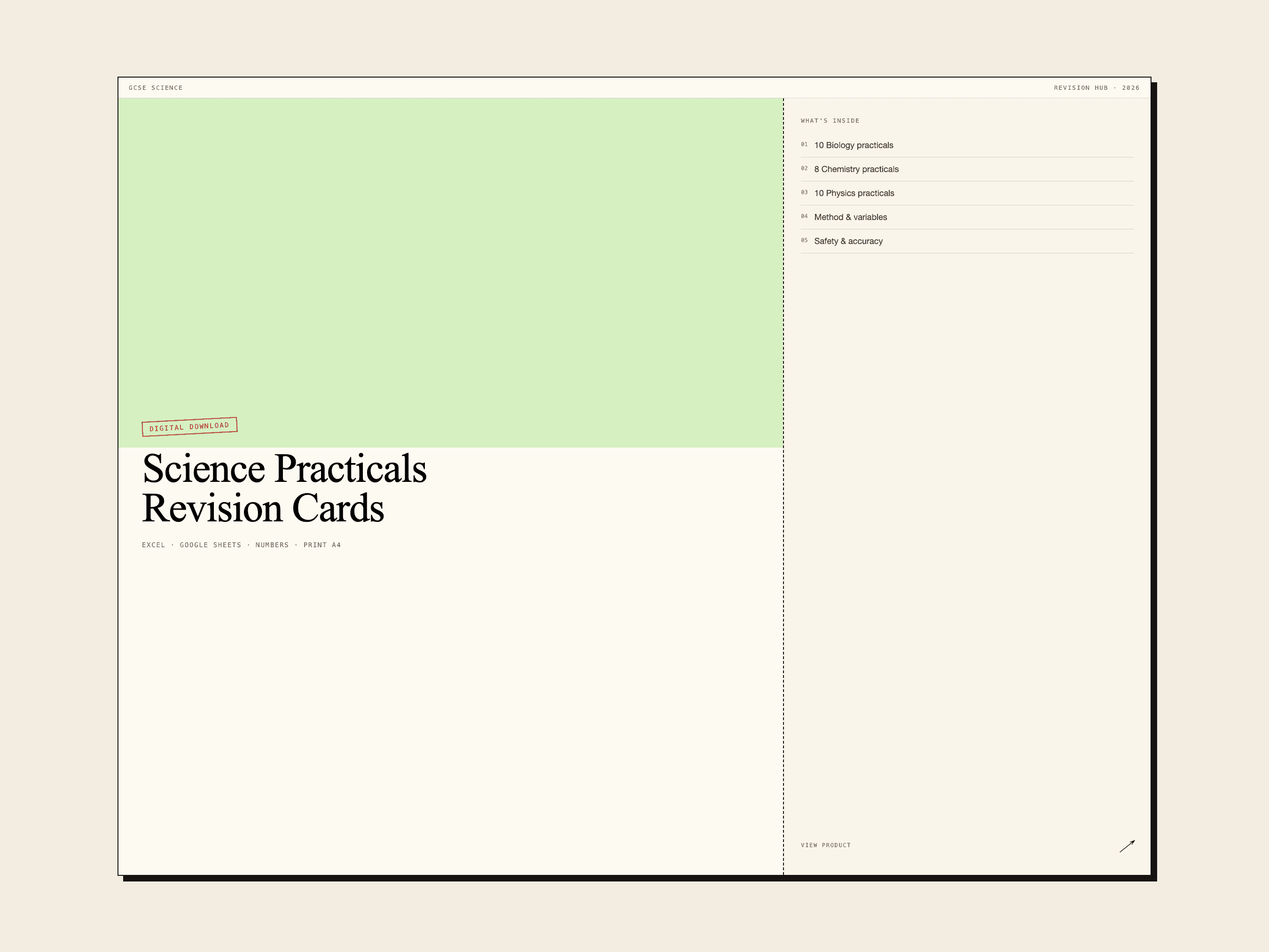Science Practicals Revision Cards