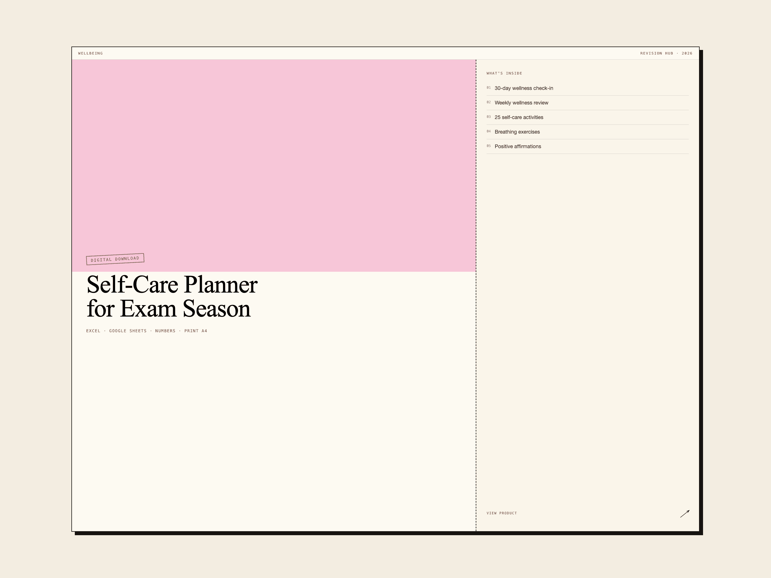 Self-Care Planner for Exam Season